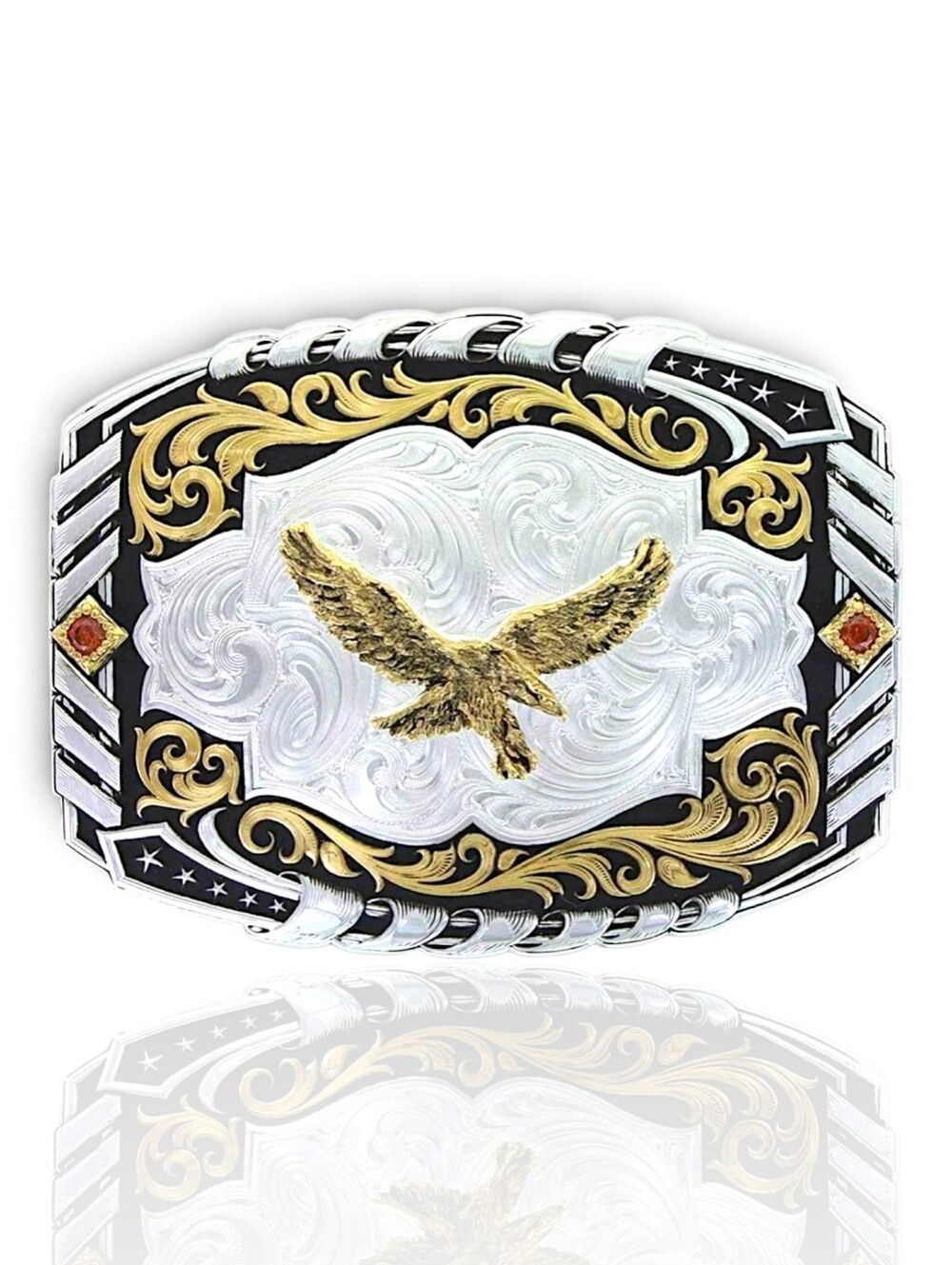 Montana Silversmiths Two-Tone Cantle Roll & Eagle Buckle - Retail $190 - NEW NIB